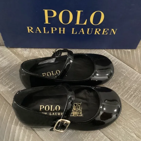 POLO RALPH LAUREN Toddler Girls Kinslee Leather Flats, size 4