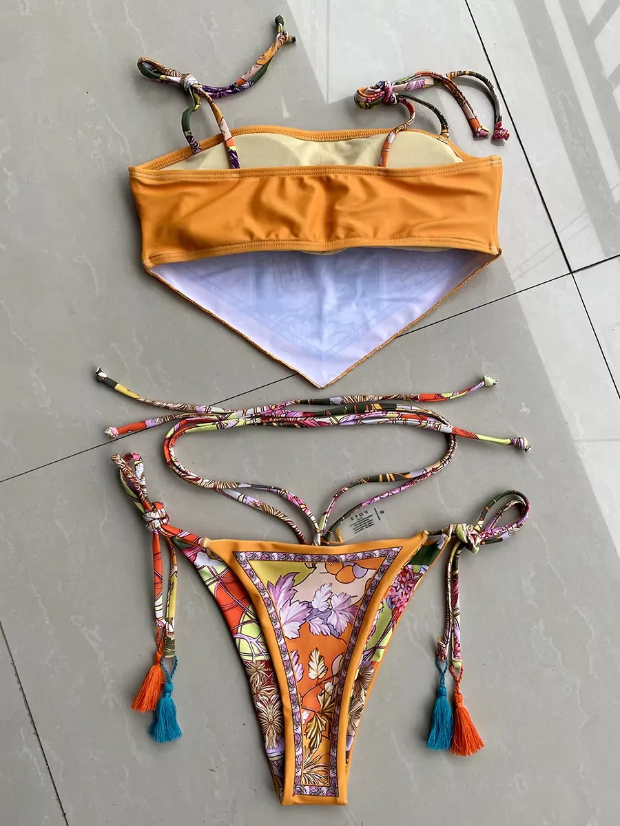 Printed Crop Top Bikini Brazilian Style Swimwear Stylish Trendy Swimsuit Two-Piece High Cut Bathing Suit