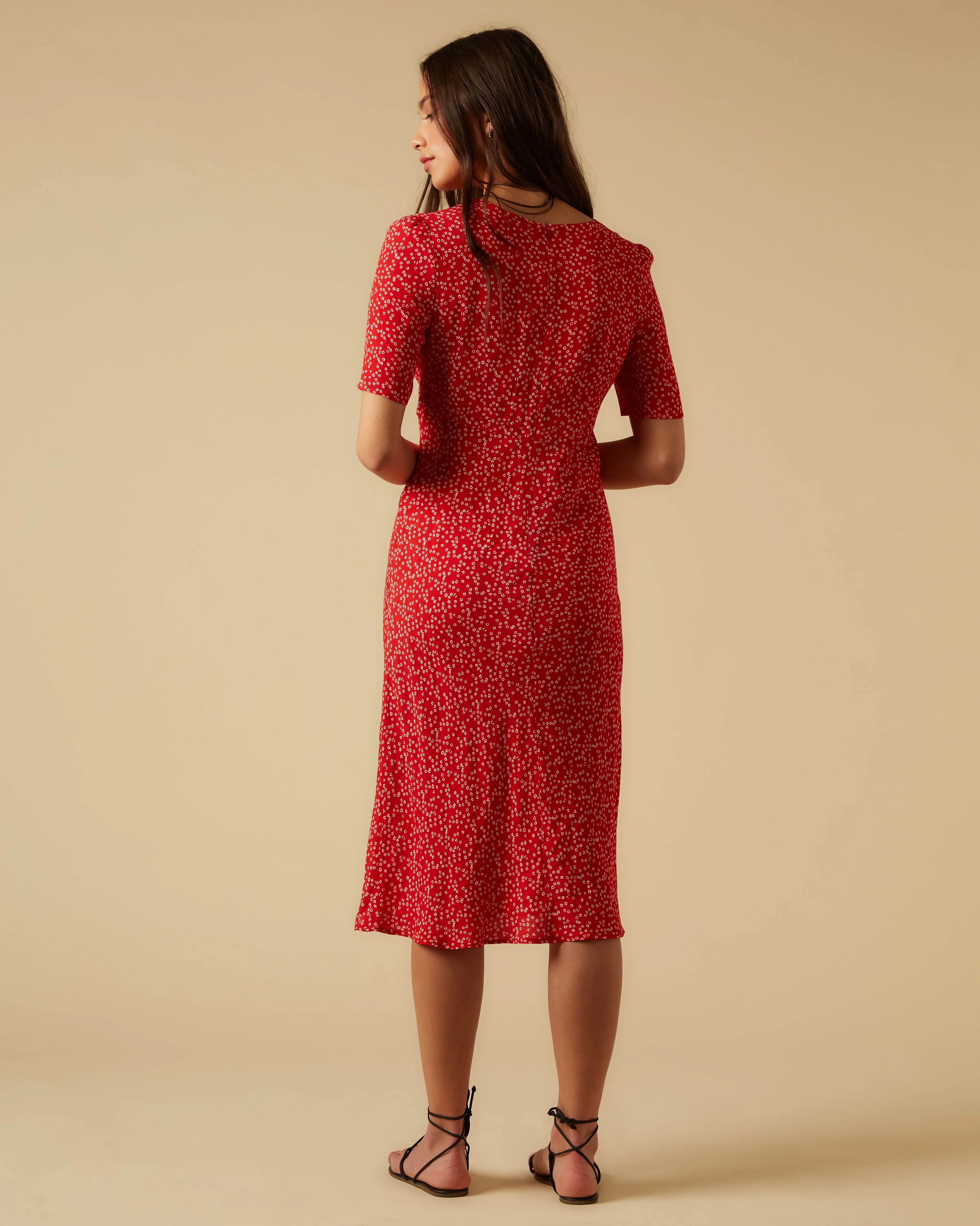 Raquel dress, Red Micro Ditsy