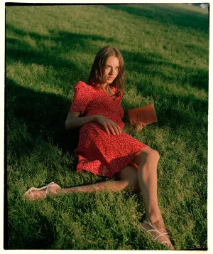 Raquel dress, Red Micro Ditsy