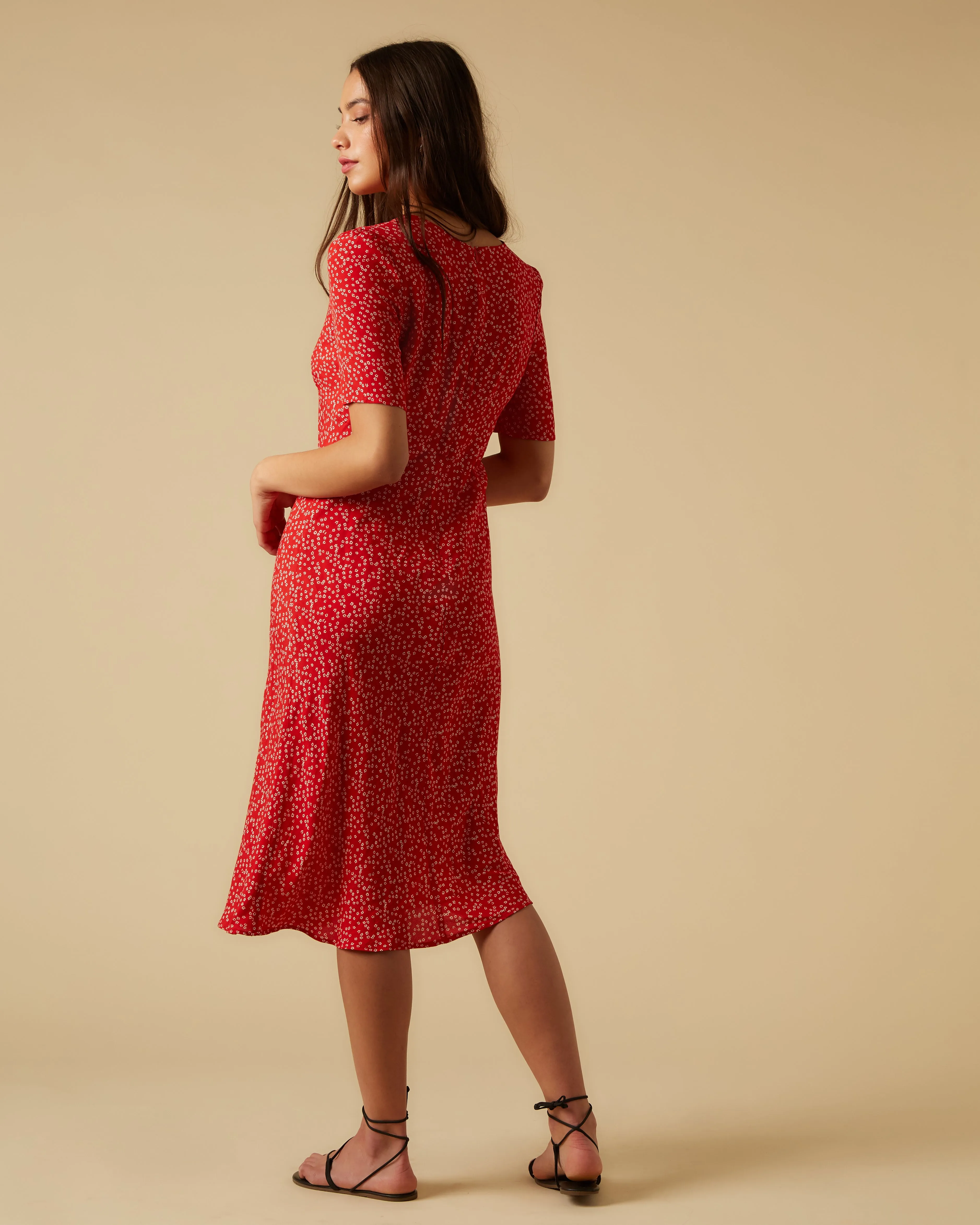 Raquel dress, Red Micro Ditsy