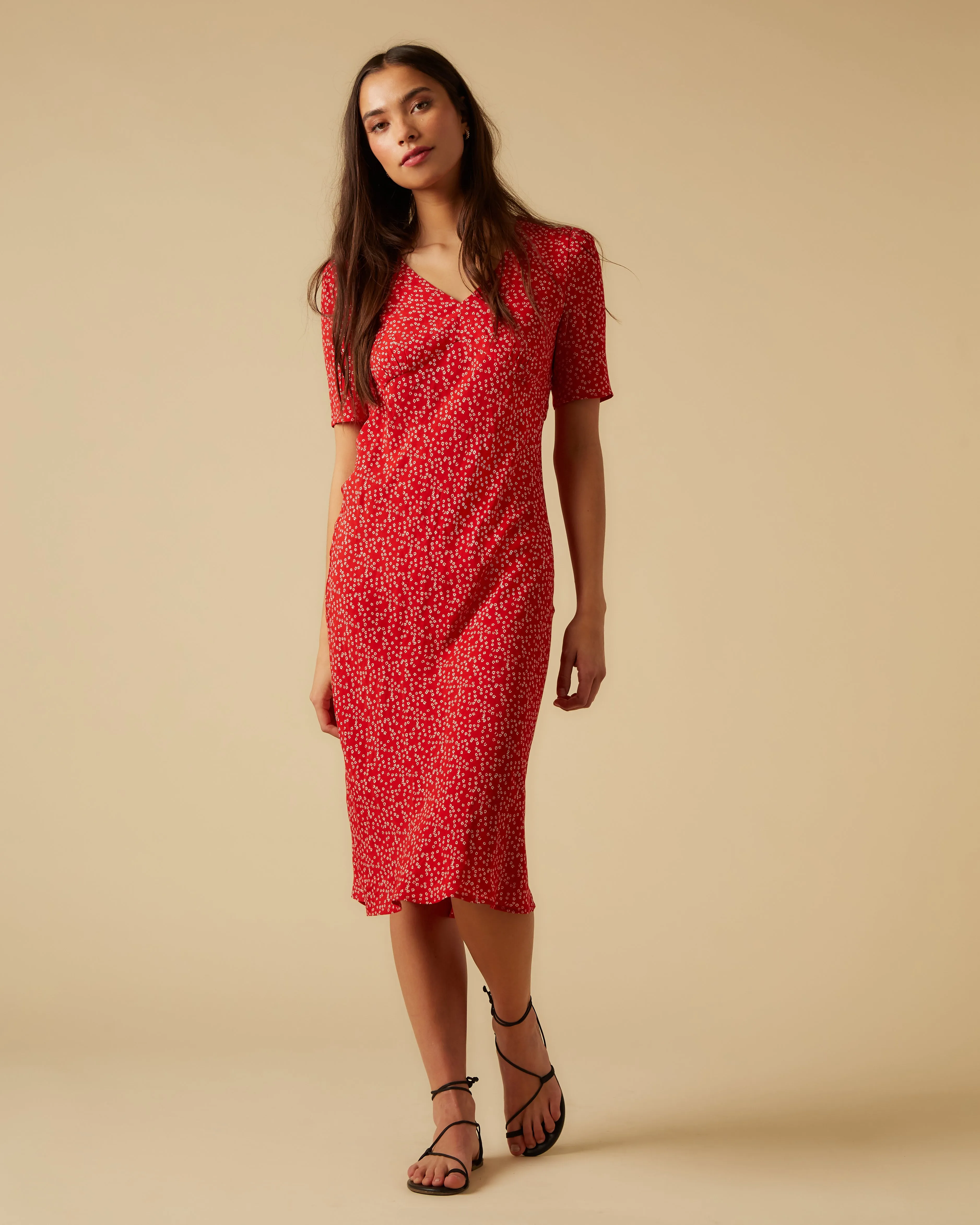 Raquel dress, Red Micro Ditsy