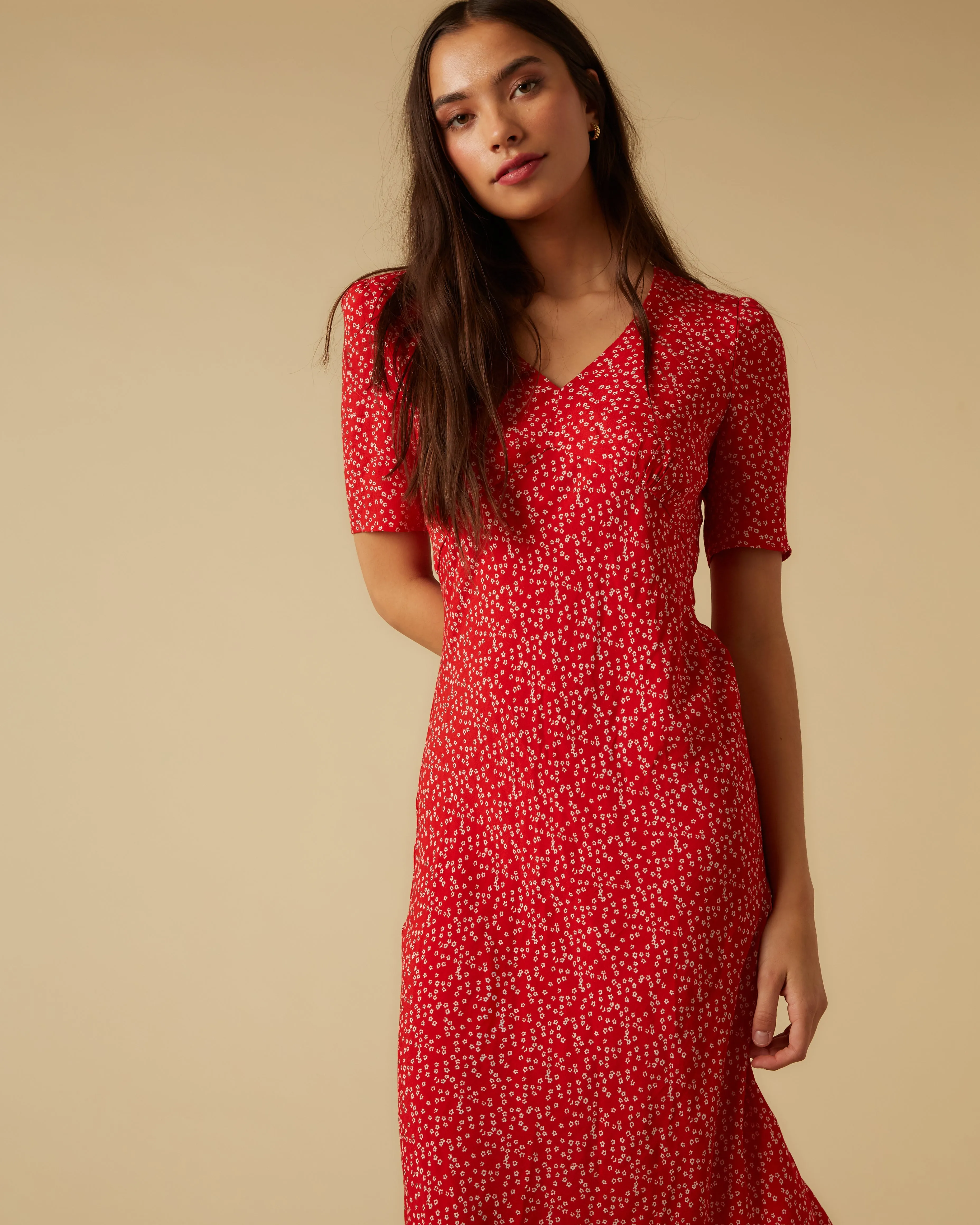 Raquel dress, Red Micro Ditsy
