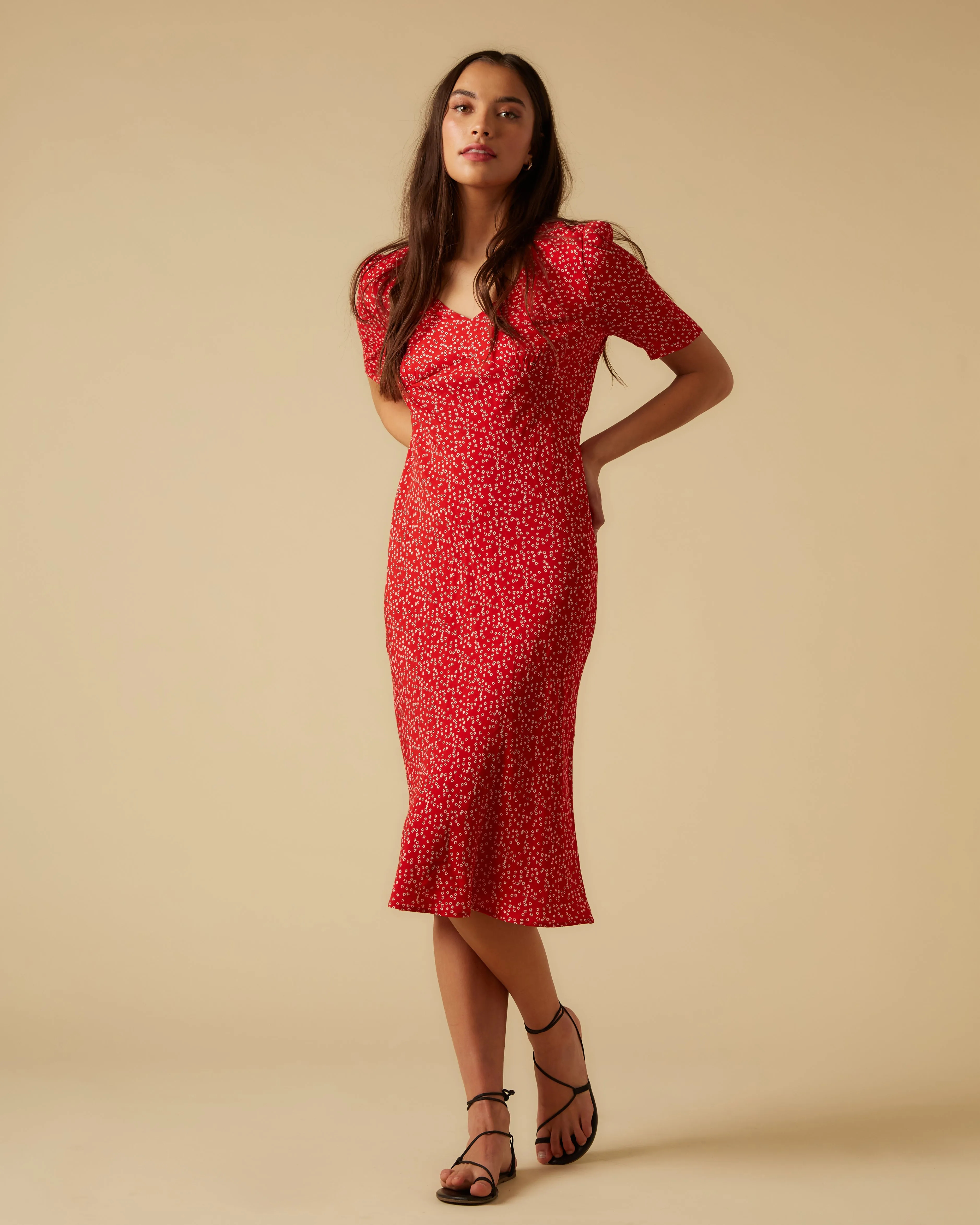 Raquel dress, Red Micro Ditsy