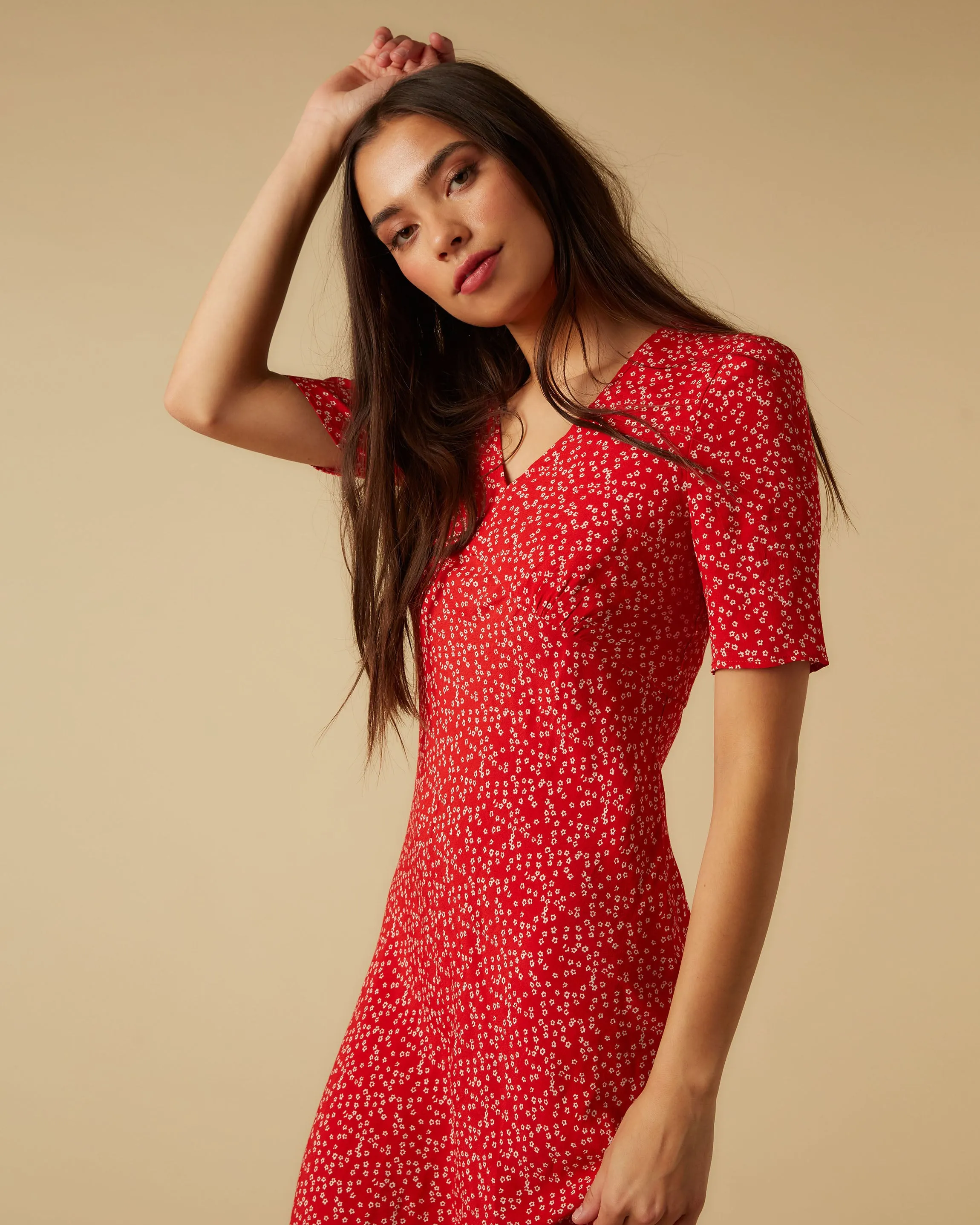 Raquel dress, Red Micro Ditsy