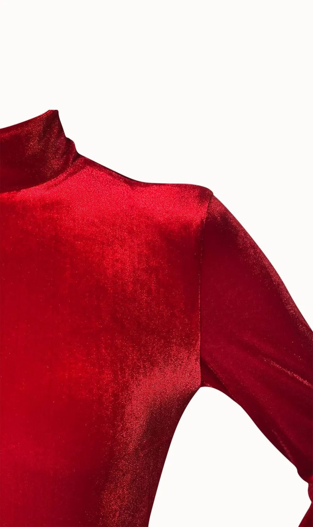 Red Velvet Turtleneck Open Back Bodysuit