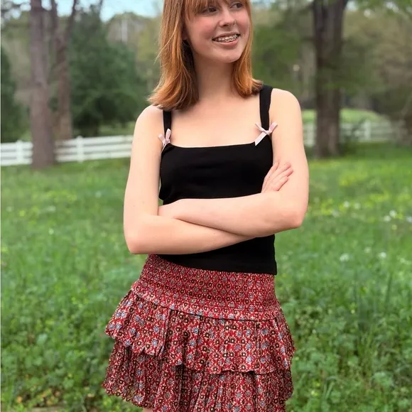 RESET by Jane Red, Floral, Mini Skirt