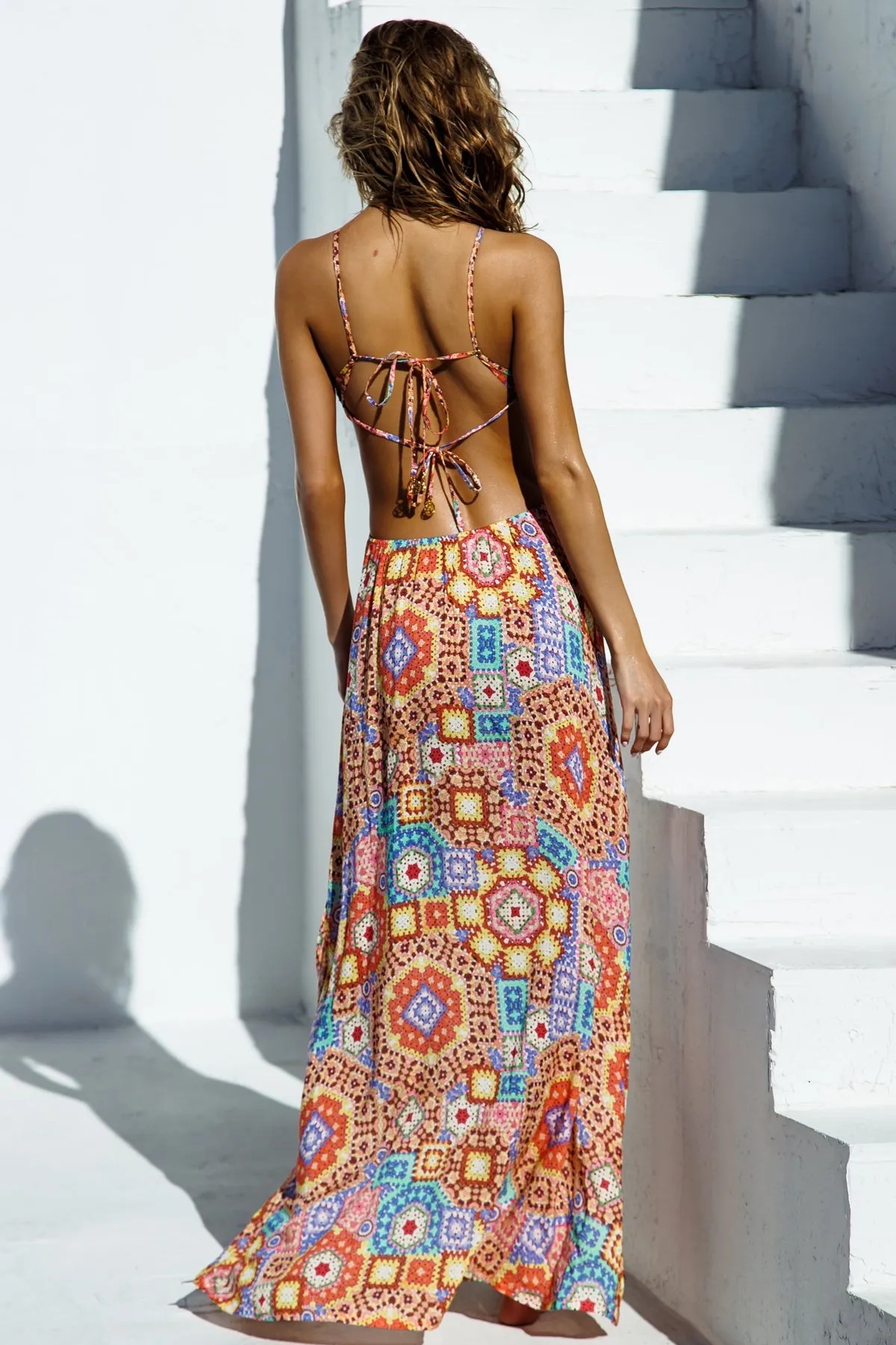 RETRO LULI - Cut Out Long Dress • Multicolor
