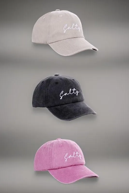 SALTY EMBROIDERED VINTAGE WASHED BASEBALL CAP HAT