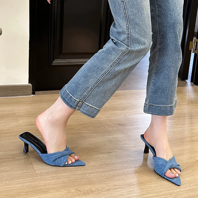Samantha – Open Denim High Heel Sandals