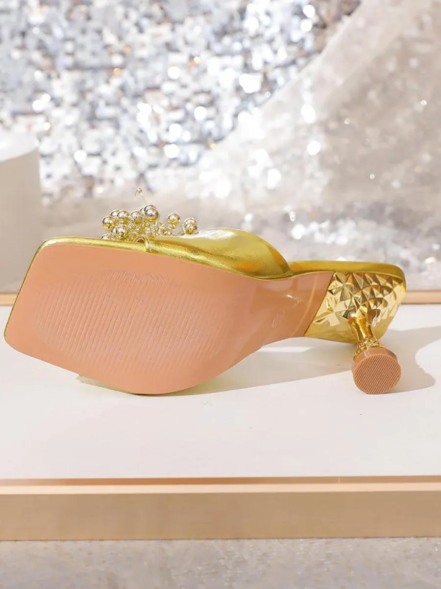Sexy Floral Electroplating Square Head High Heel MHE1094