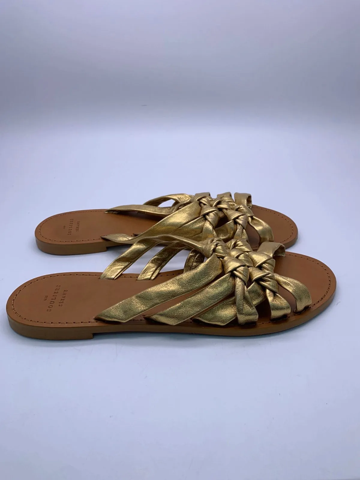 Sezane Gold Braided Leather Sandals UK 8