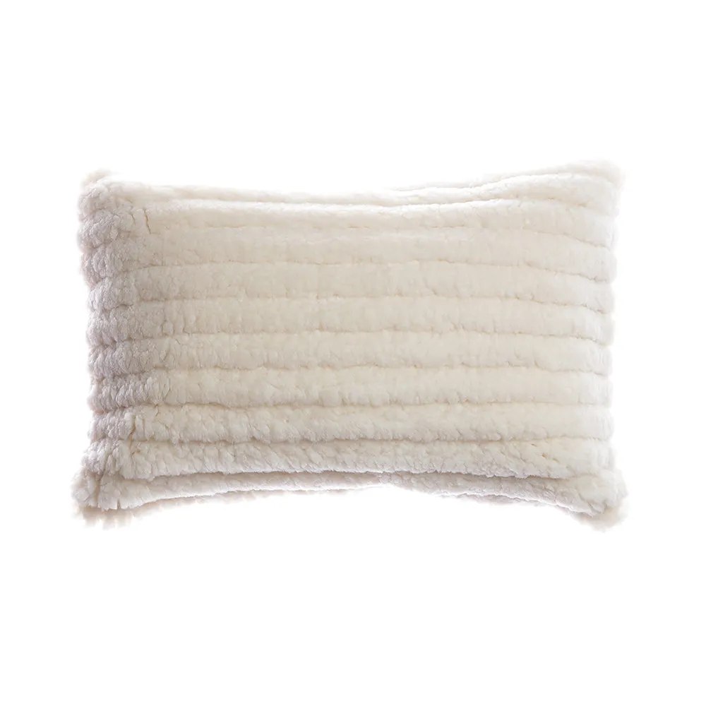 Shearling Stripes Ivory Lumbar Pillow