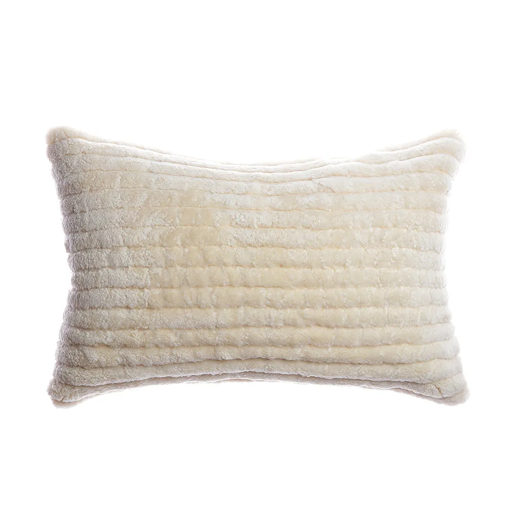 Shearling Stripes Ivory Lumbar Pillow