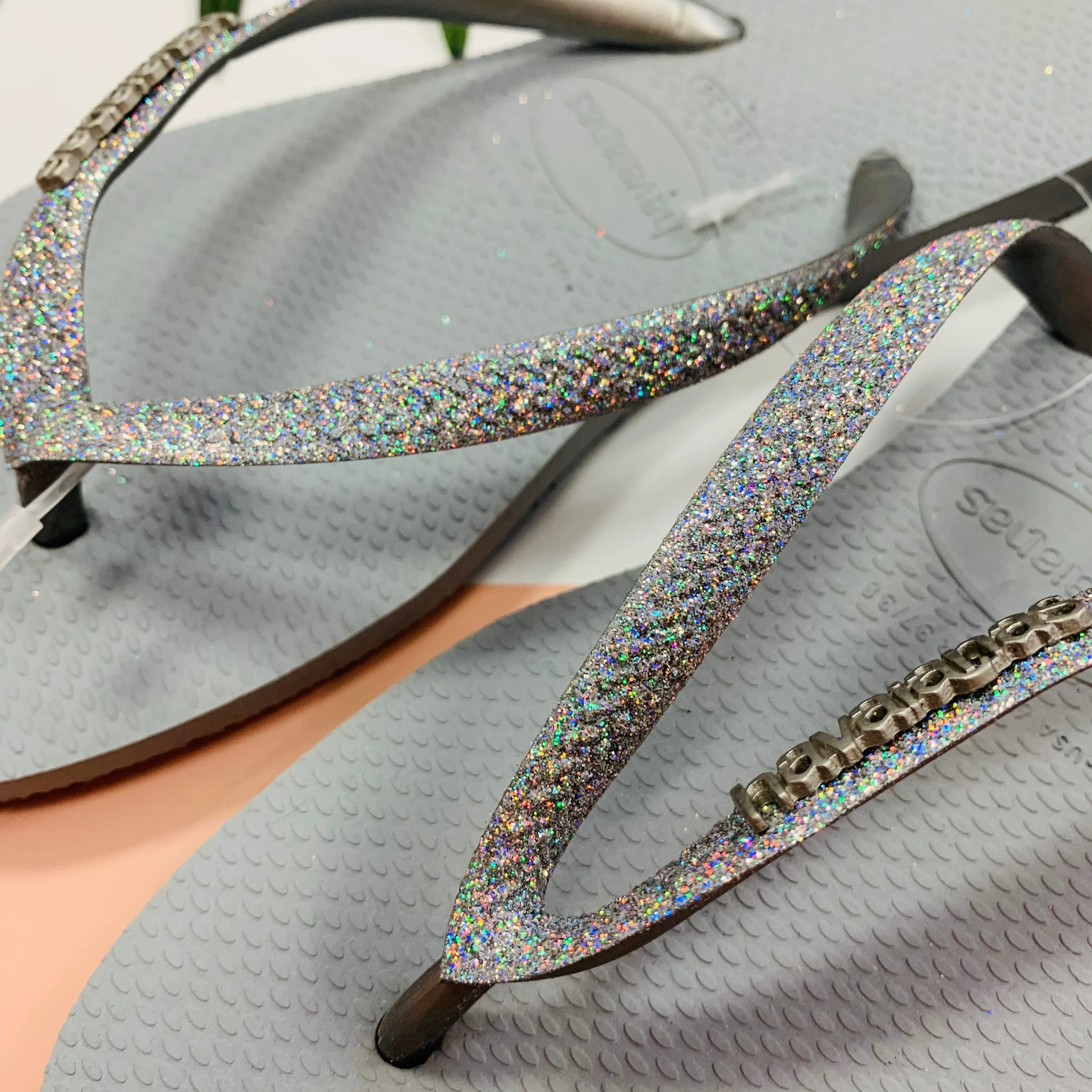 Slim Glitter Sandal (Ice Grey)
