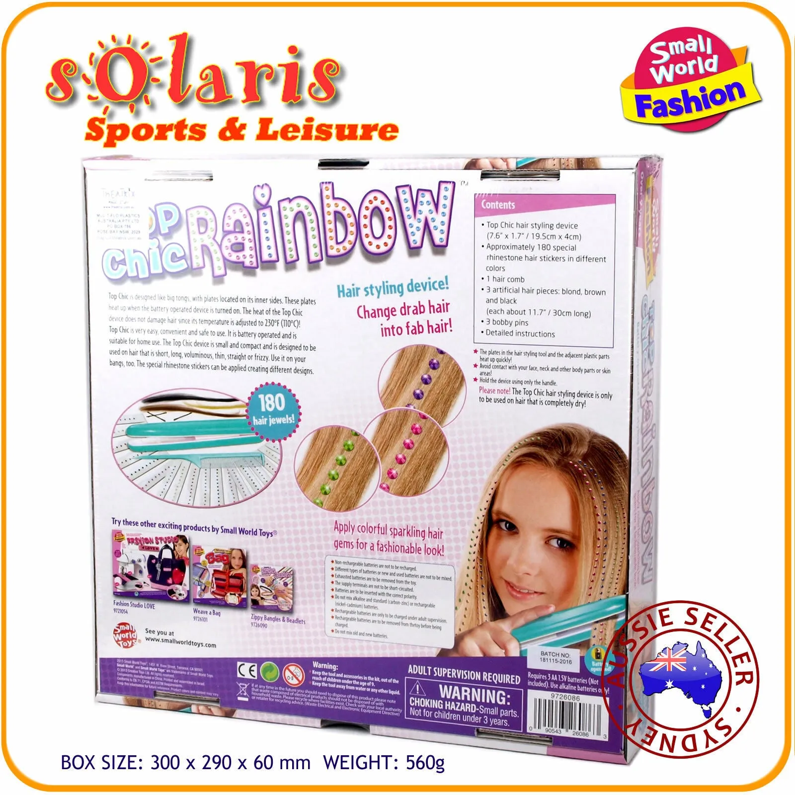 Small World Fashion Toys TOP CHIC RAINBOW Girls Hair Styling Kit