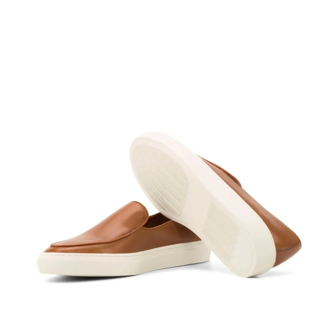 Sneaker Mocassin Belge en cuir marron clair