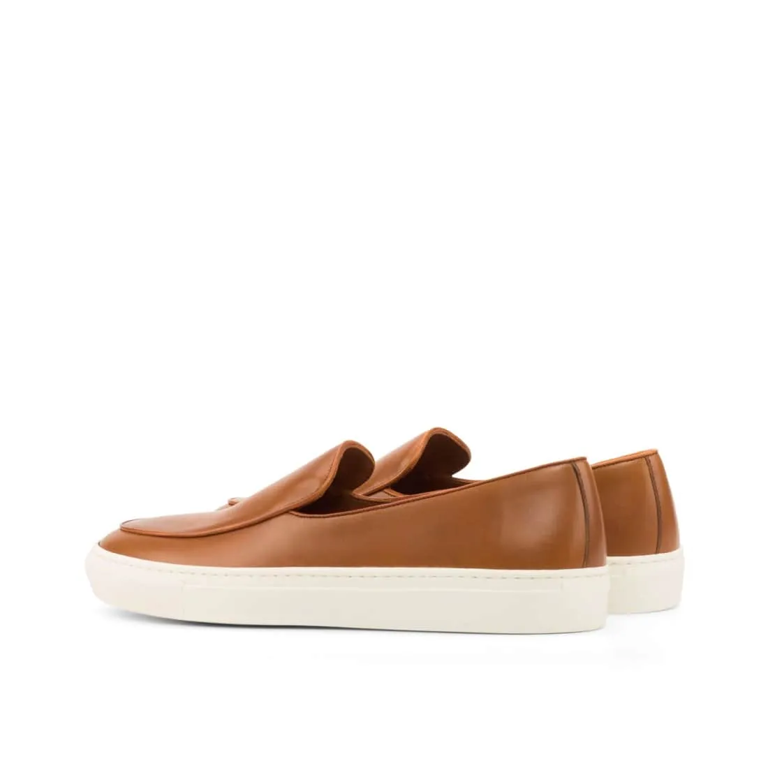 Sneaker Mocassin Belge en cuir marron clair