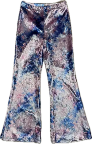 Social Butterfly-  Flare Pants Velvet Tie Dye Blue/Pink