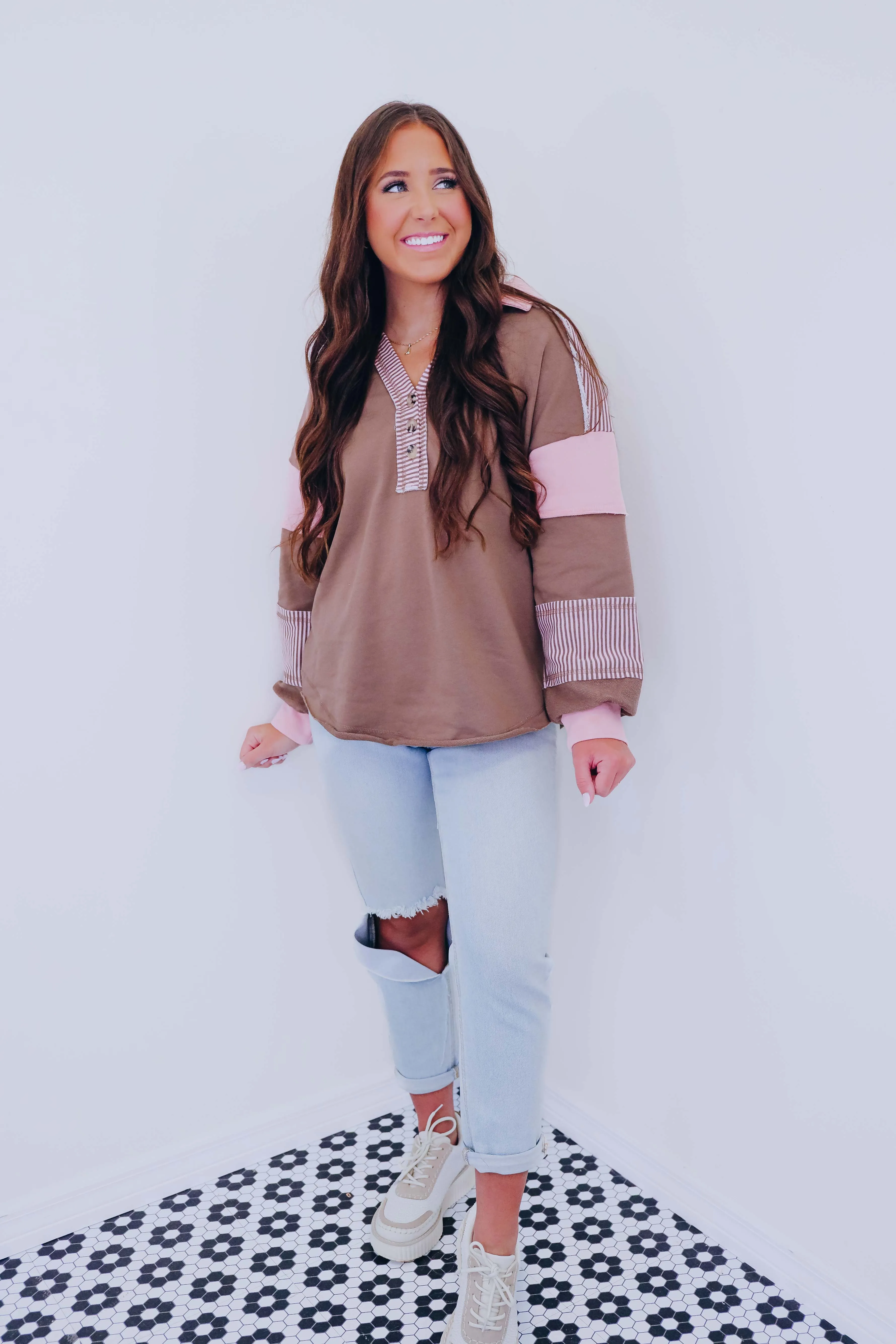 Southhampton Collared Colorblock Sweatshirt- 3 Colors