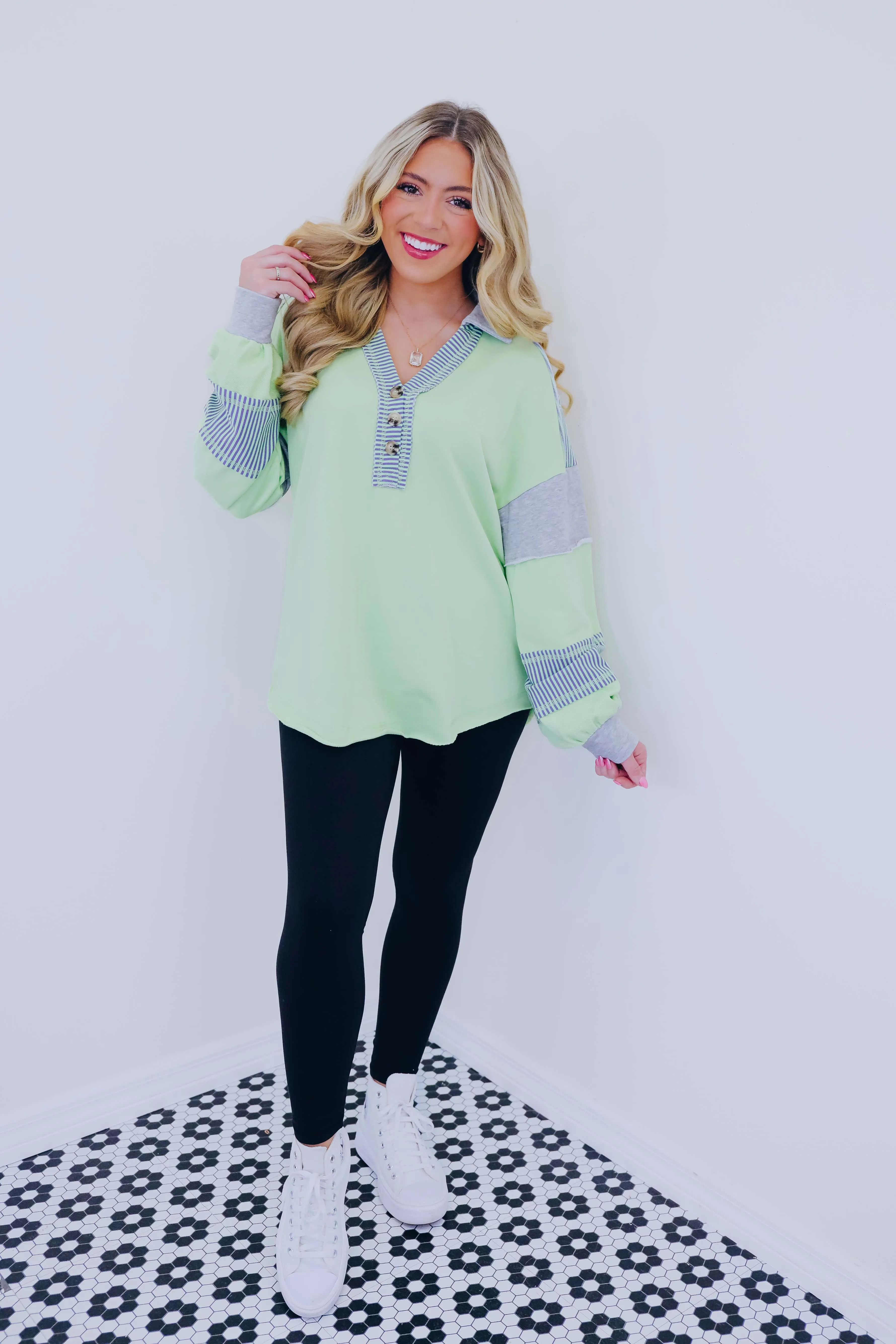 Southhampton Collared Colorblock Sweatshirt- 3 Colors