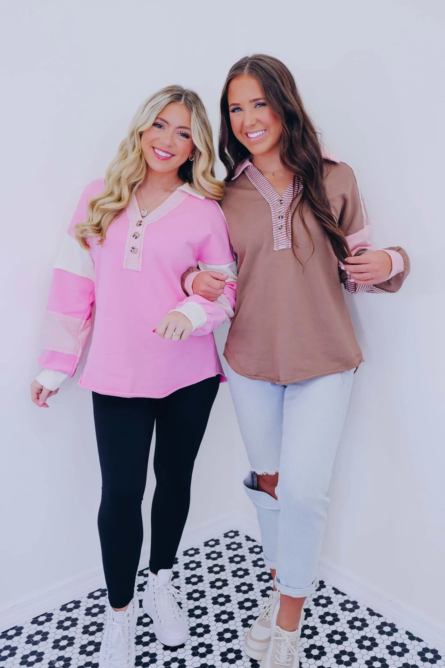 Southhampton Collared Colorblock Sweatshirt- 3 Colors