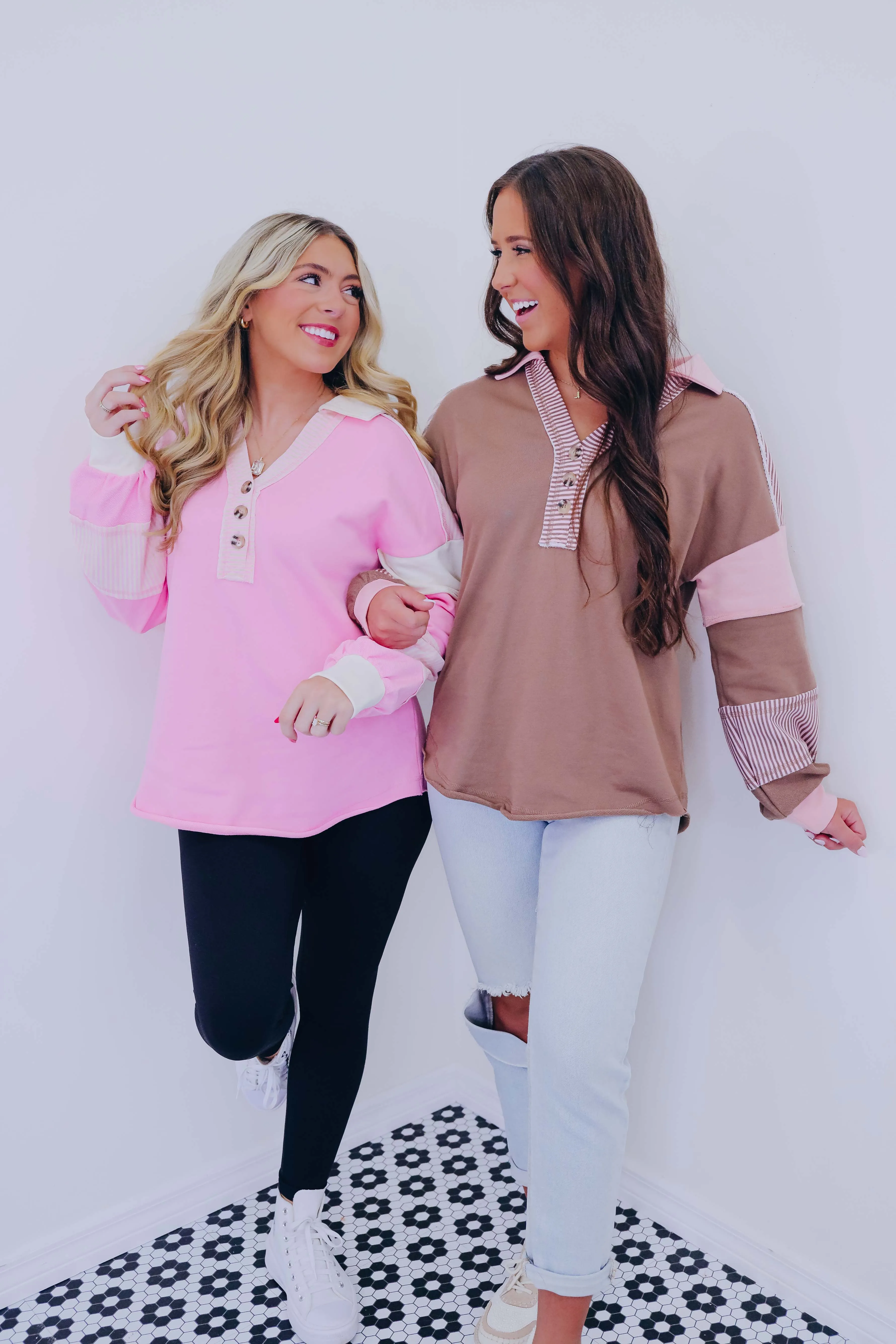 Southhampton Collared Colorblock Sweatshirt- 3 Colors