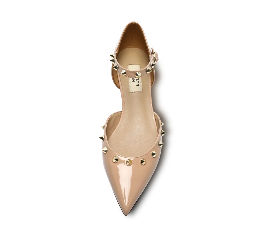 Spiky D'orsay Flats - Nude Patent