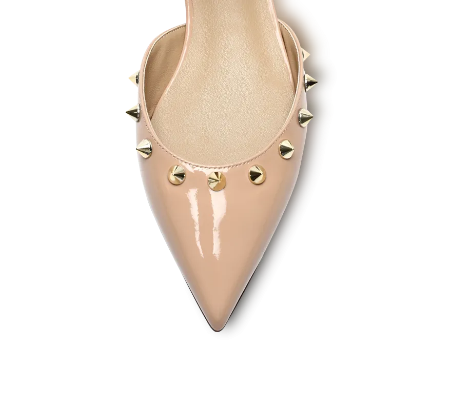 Spiky D'orsay Flats - Nude Patent