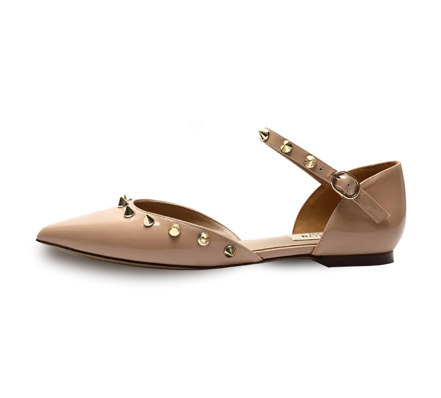 Spiky D'orsay Flats - Nude Patent