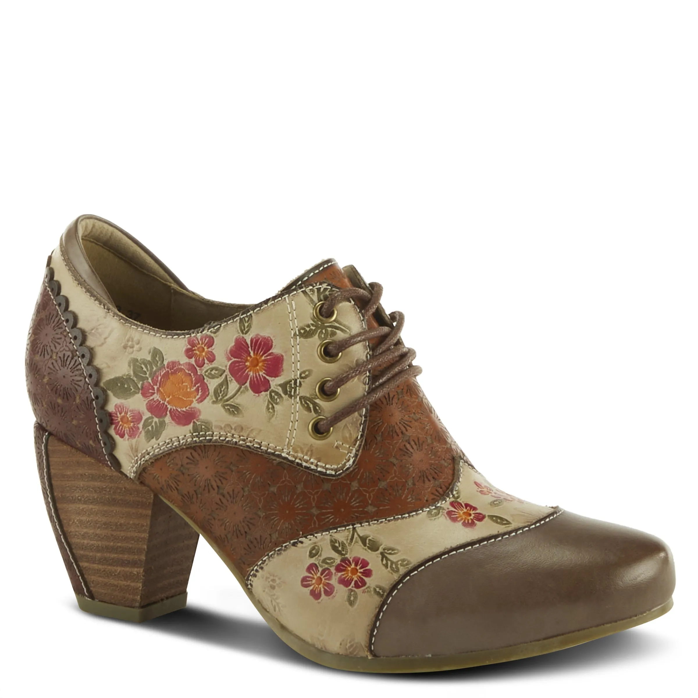Spring Step Shoes L'Artiste Adelvice Fleur Women's Modern Floral Pattern Chunky Heel Shoes