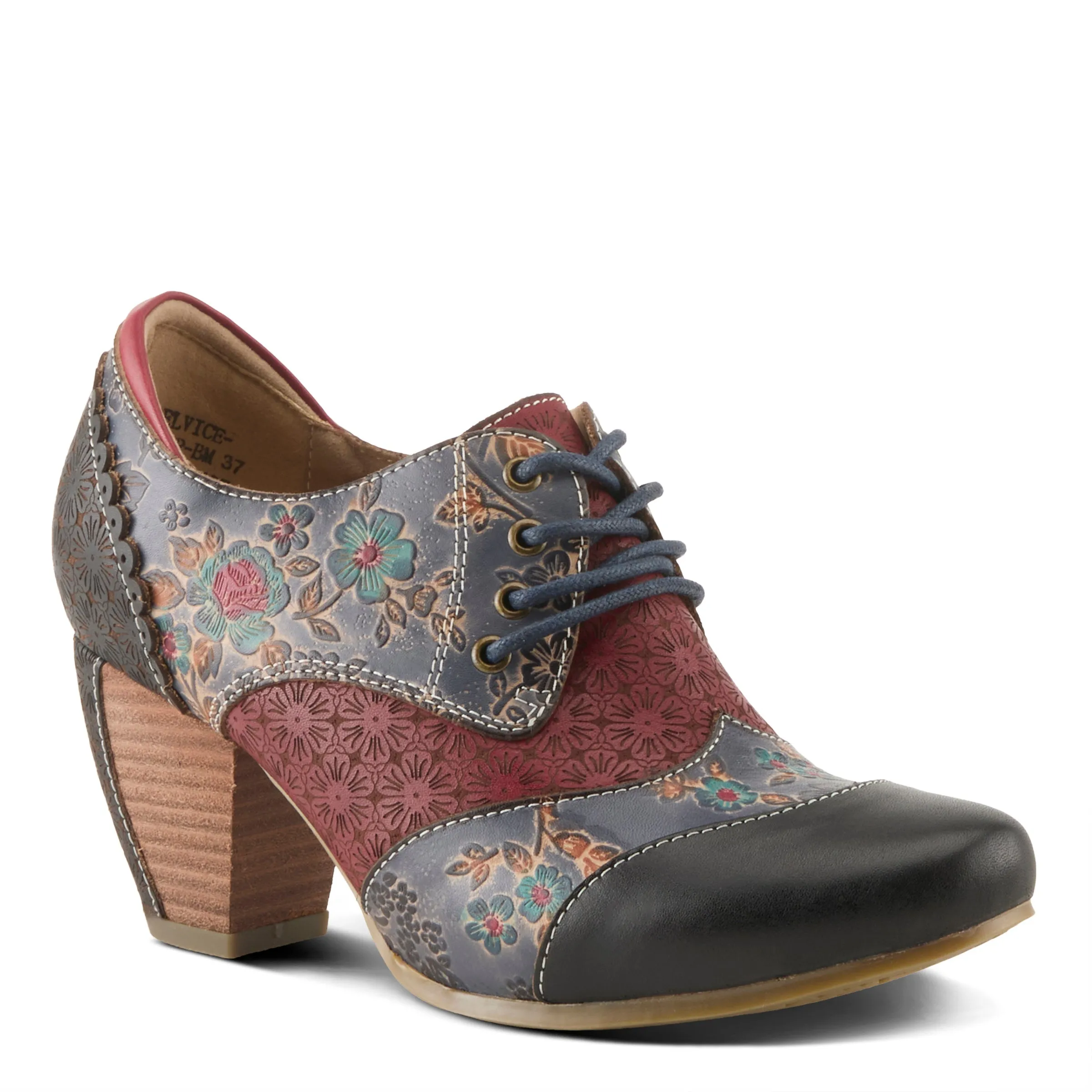 Spring Step Shoes L'Artiste Adelvice Fleur Women's Modern Floral Pattern Chunky Heel Shoes
