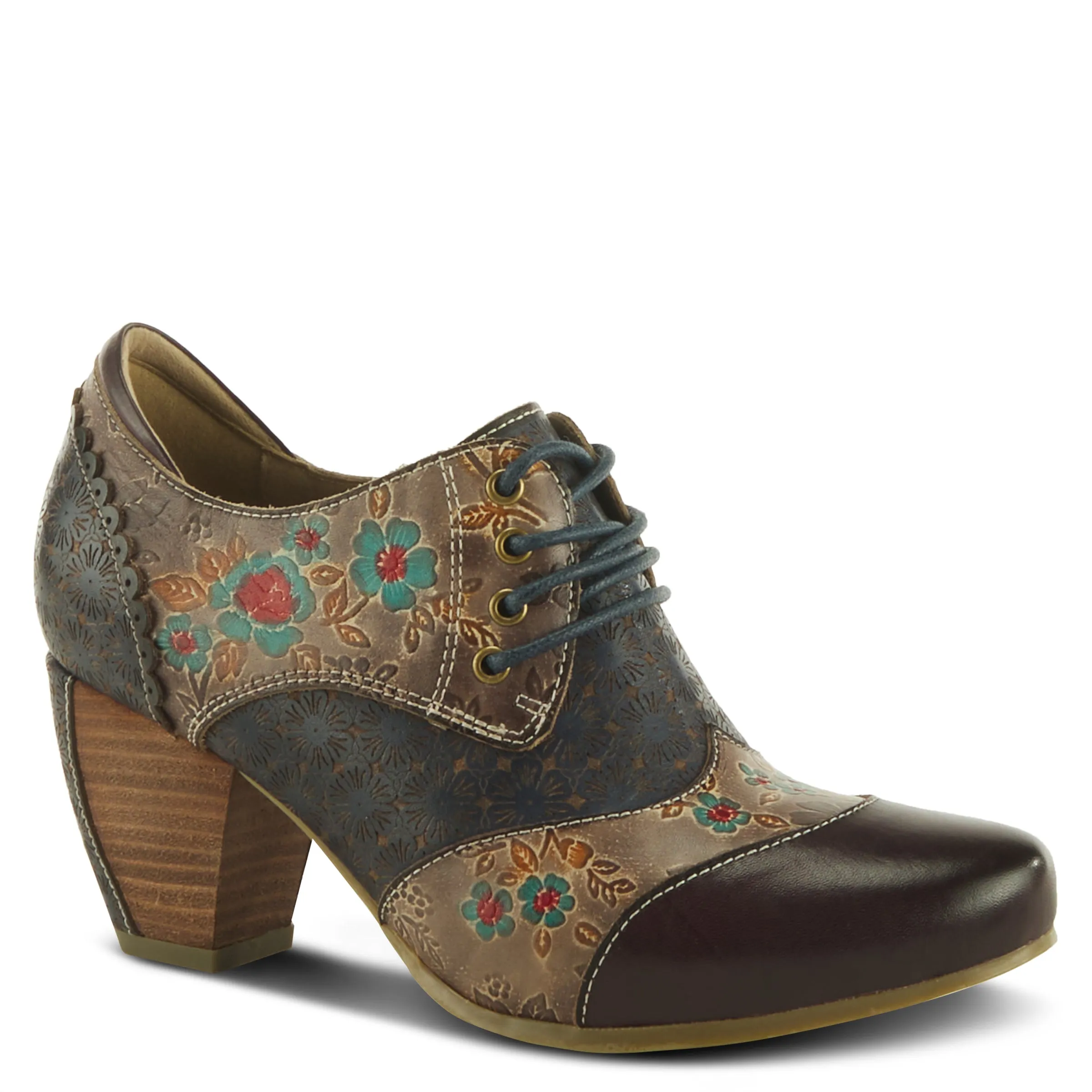 Spring Step Shoes L'Artiste Adelvice Fleur Women's Modern Floral Pattern Chunky Heel Shoes