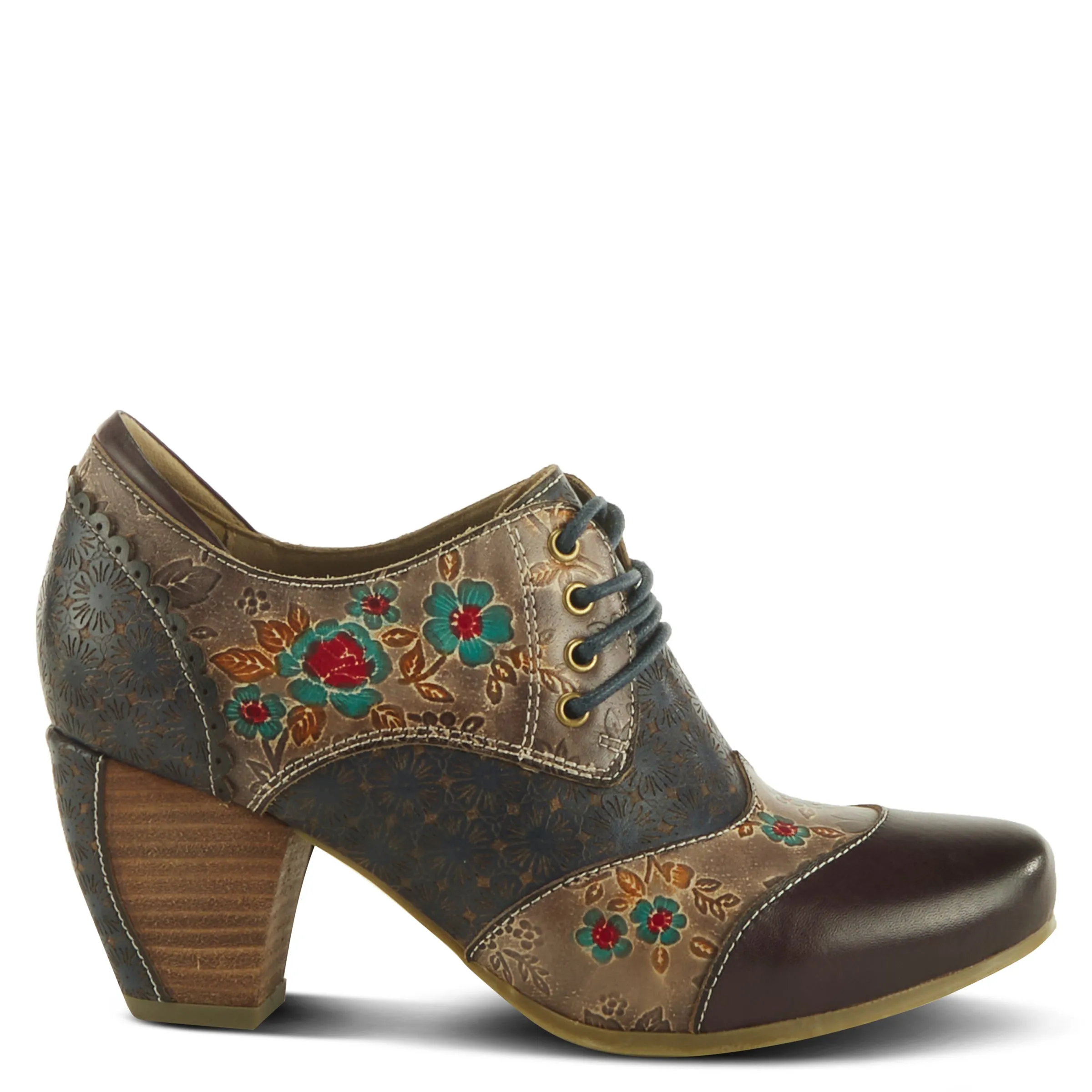 Spring Step Shoes L'Artiste Adelvice Fleur Women's Modern Floral Pattern Chunky Heel Shoes