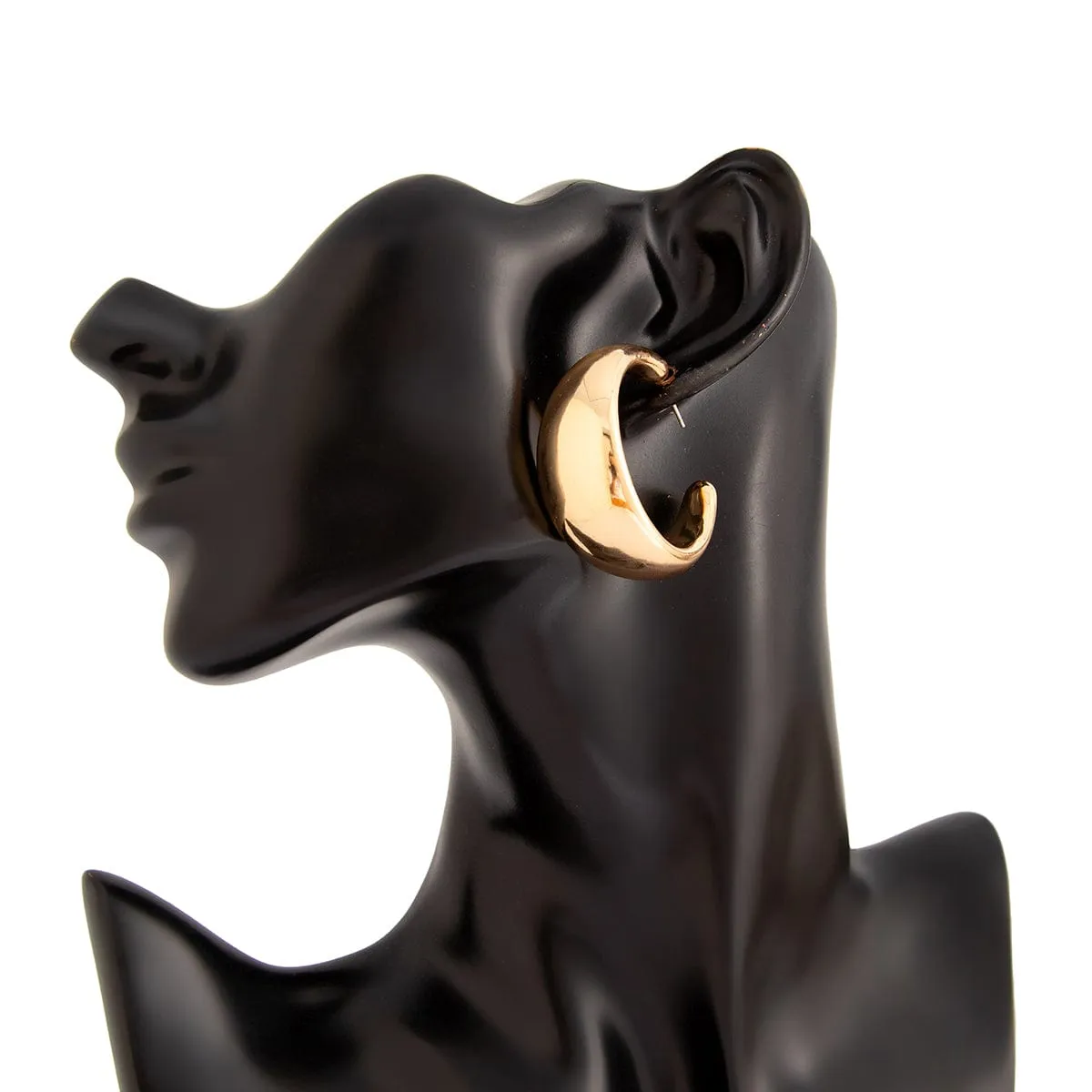 Stylish 2 Pairs Leopard Pattern Chunky C Shaped Resin Earrings Set