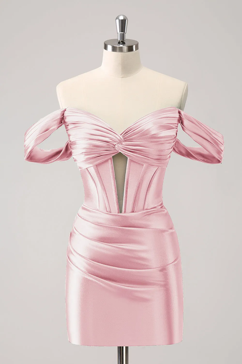 Stylish Fuchsia Bodycon Off The Shoulder Hollow Out Corset Short Homecoming Dress