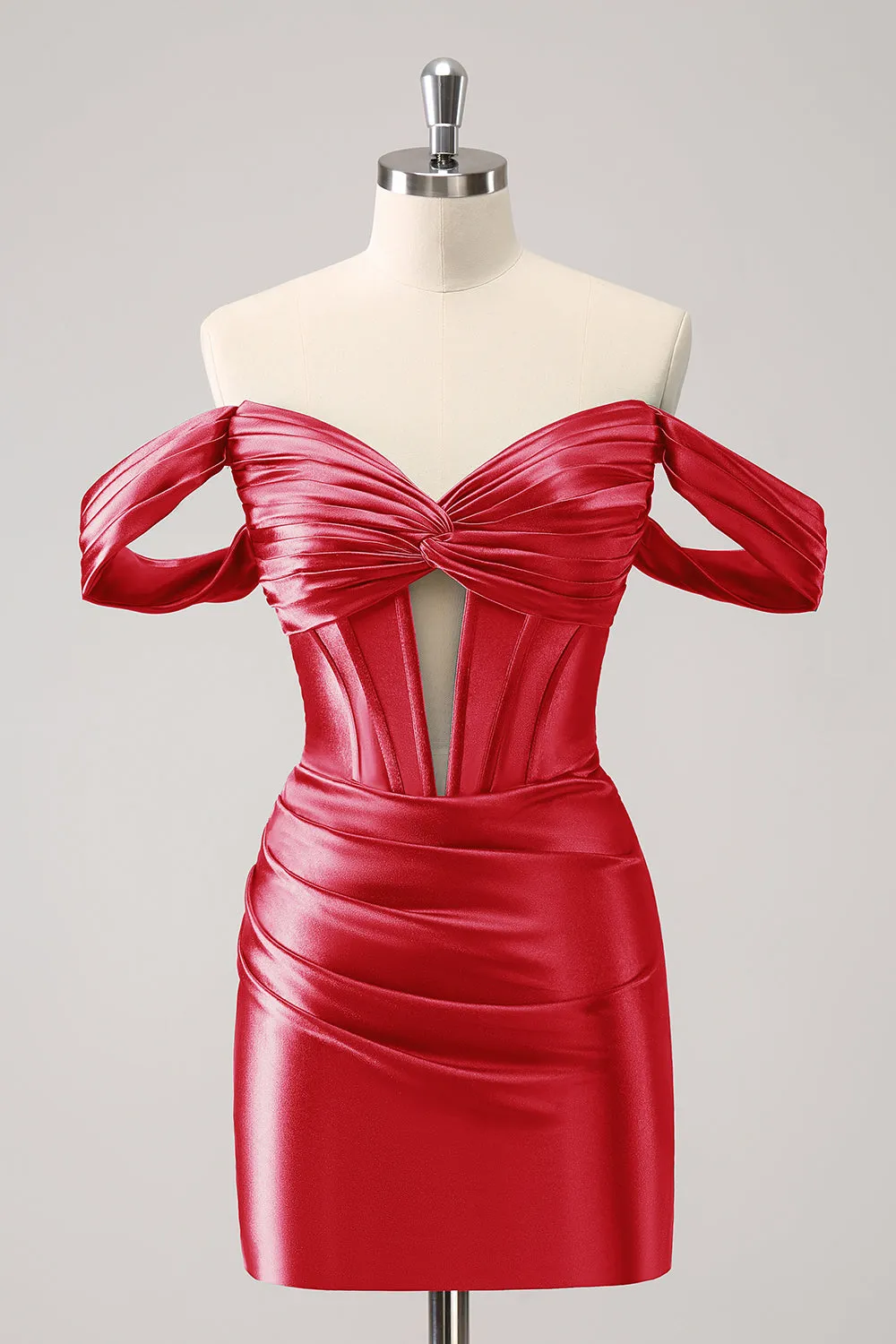 Stylish Fuchsia Bodycon Off The Shoulder Hollow Out Corset Short Homecoming Dress