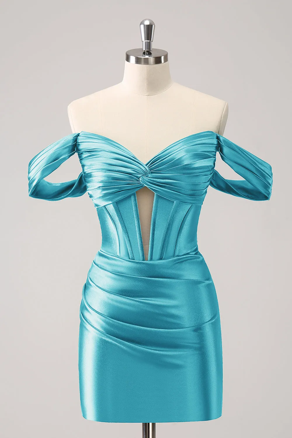Stylish Fuchsia Bodycon Off The Shoulder Hollow Out Corset Short Homecoming Dress