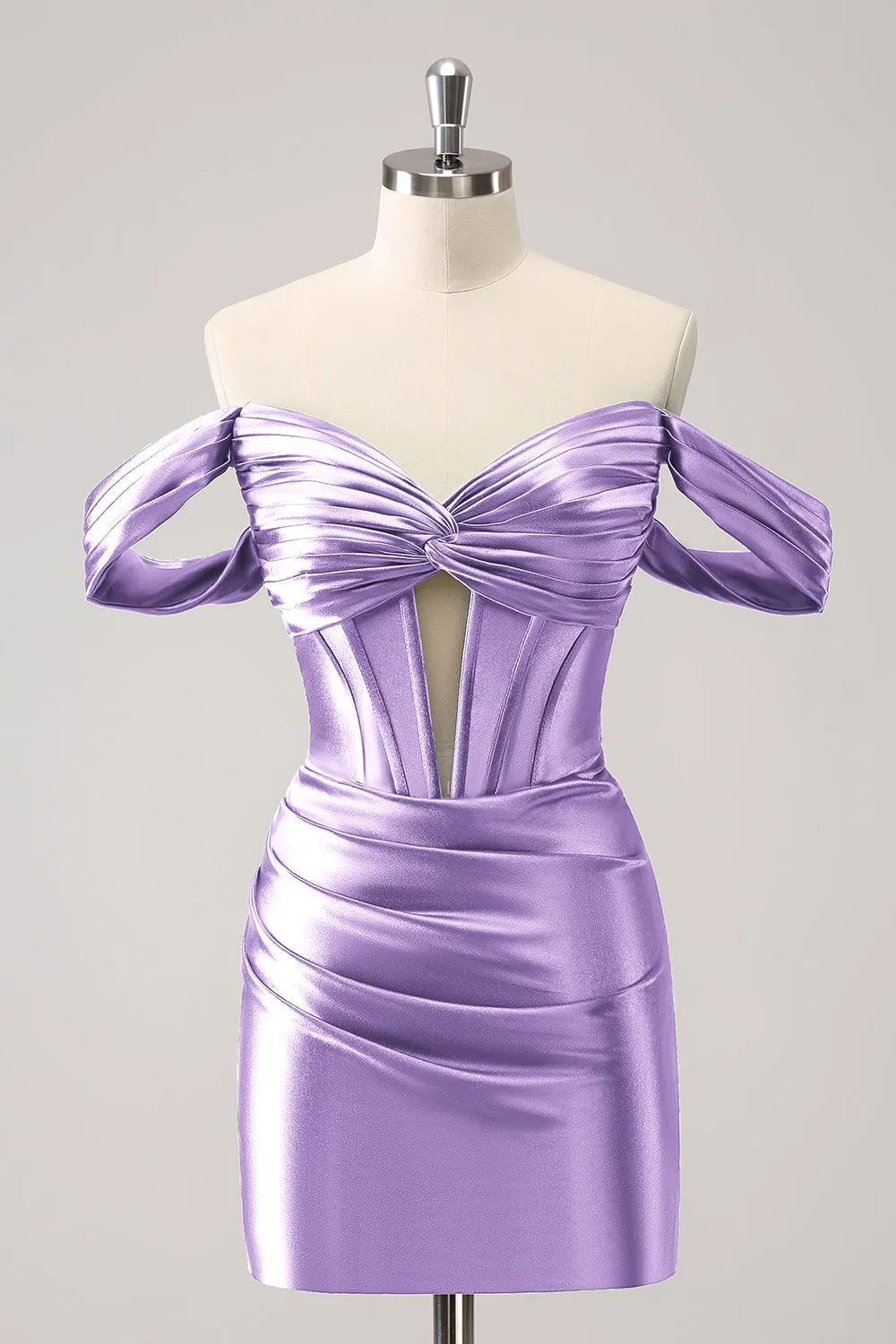 Stylish Fuchsia Bodycon Off The Shoulder Hollow Out Corset Short Homecoming Dress