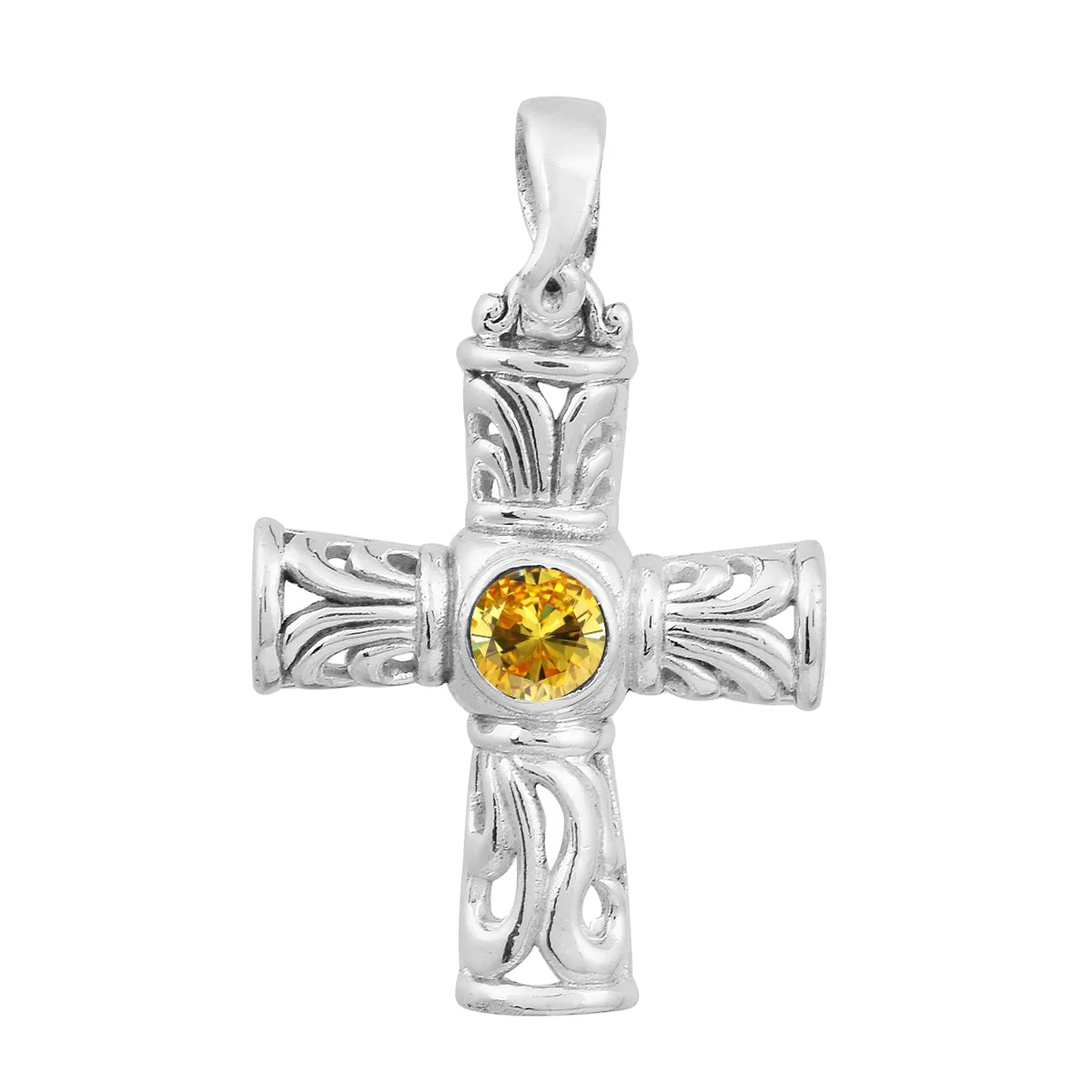 Stylish Jesus Christ Cross Multi Choice Gemstone Pendant
