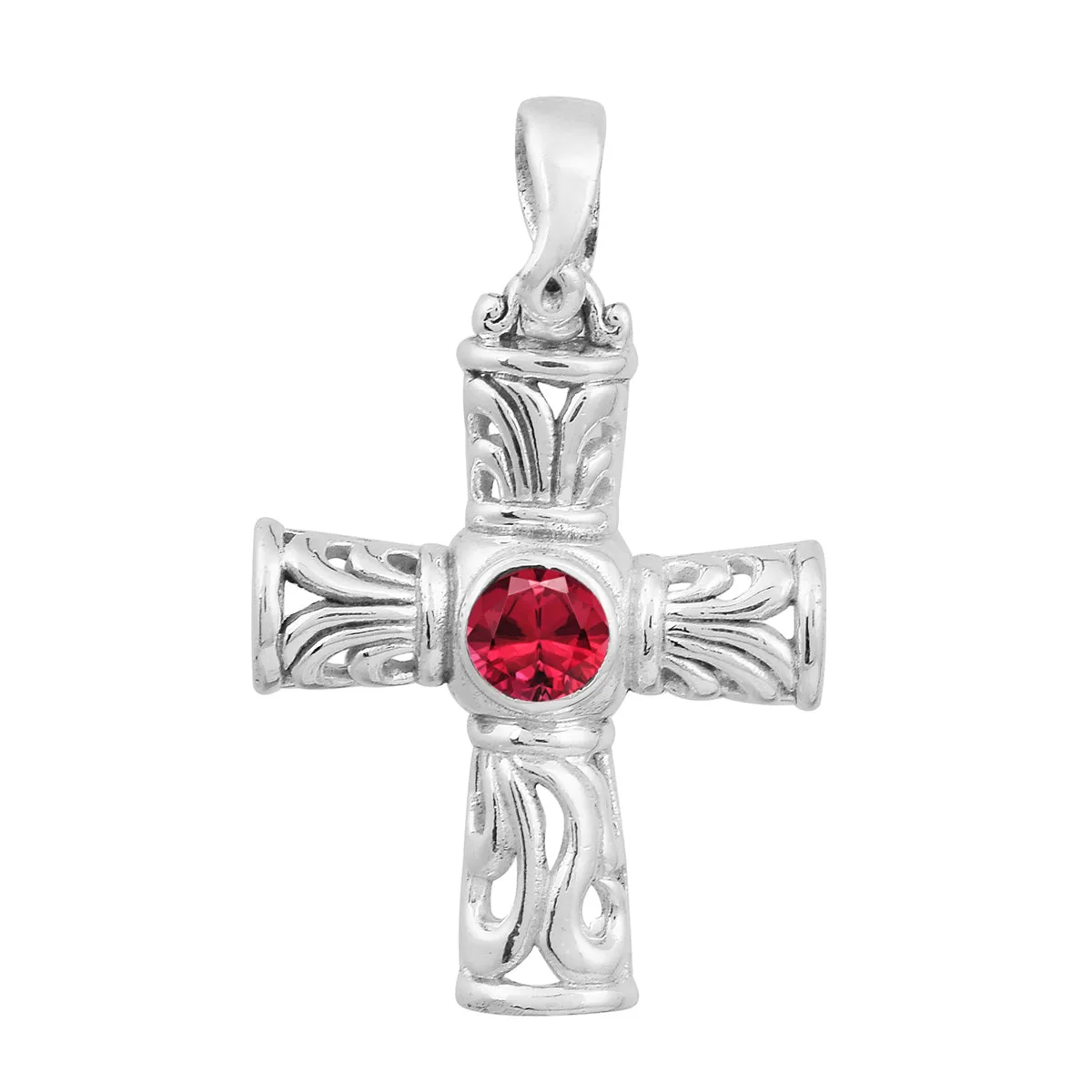 Stylish Jesus Christ Cross Multi Choice Gemstone Pendant