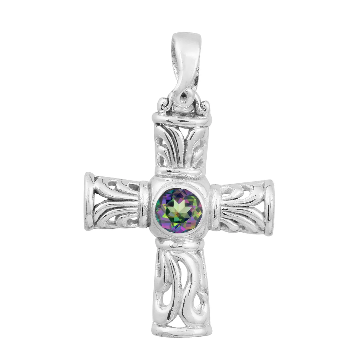 Stylish Jesus Christ Cross Multi Choice Gemstone Pendant