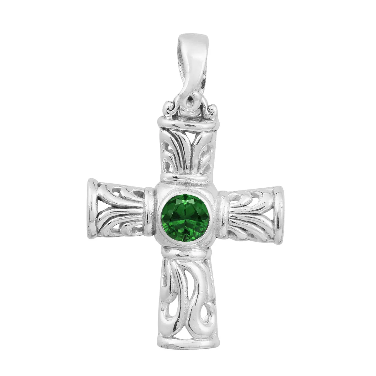 Stylish Jesus Christ Cross Multi Choice Gemstone Pendant