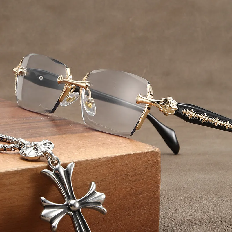 STYLISH METAL EDGELESS FRAMELESS ANTI-BLUE LIGHT READING GLASSES
