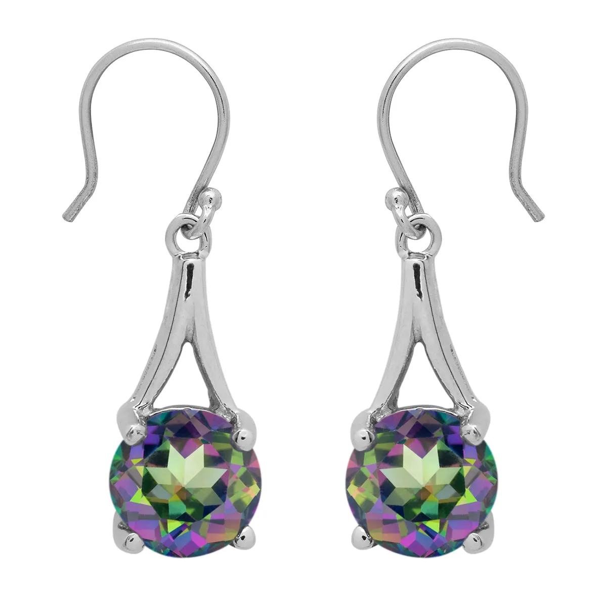 Stylish Round Multi Choice Gemstone 925 Sterling Silver Earring