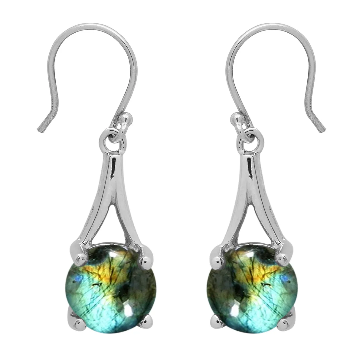 Stylish Round Multi Choice Gemstone 925 Sterling Silver Earring