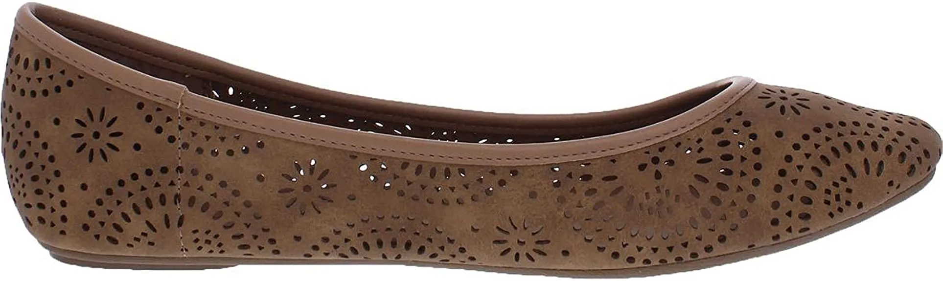 Sun   Stone Womens Sophia Perforated Slip On Flats Tan 7.5 Medium (B,M)