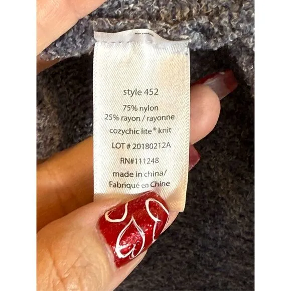 Super Soft Barefoot Dreams Cozy Chic Lite Circle Dark Gray Cardigan Women’s Medi