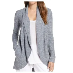 Super Soft Barefoot Dreams Cozy Chic Lite Circle Dark Gray Cardigan Women’s Medi