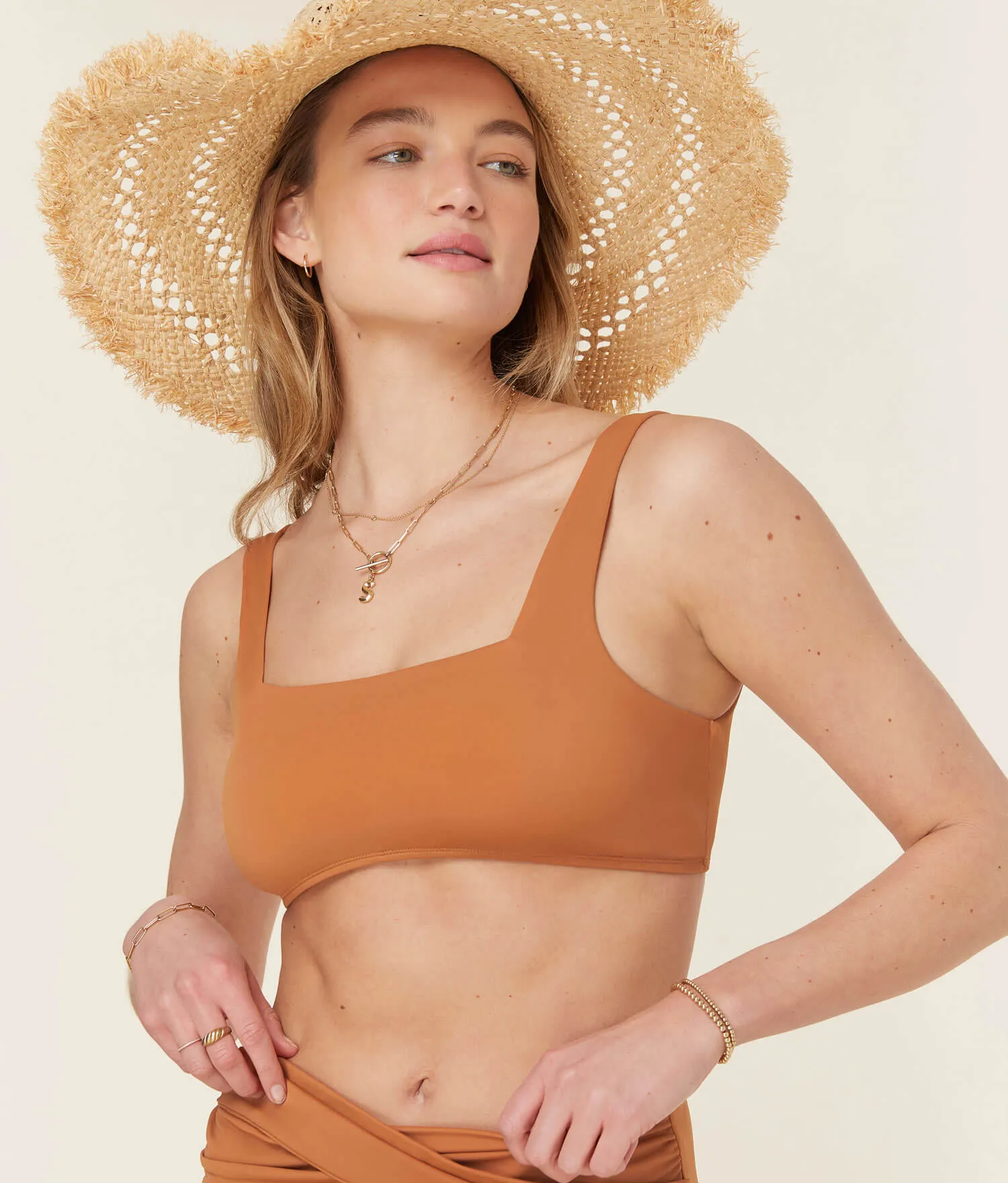 The Barbados Bikini Top - Eco Nylon - Chestnut